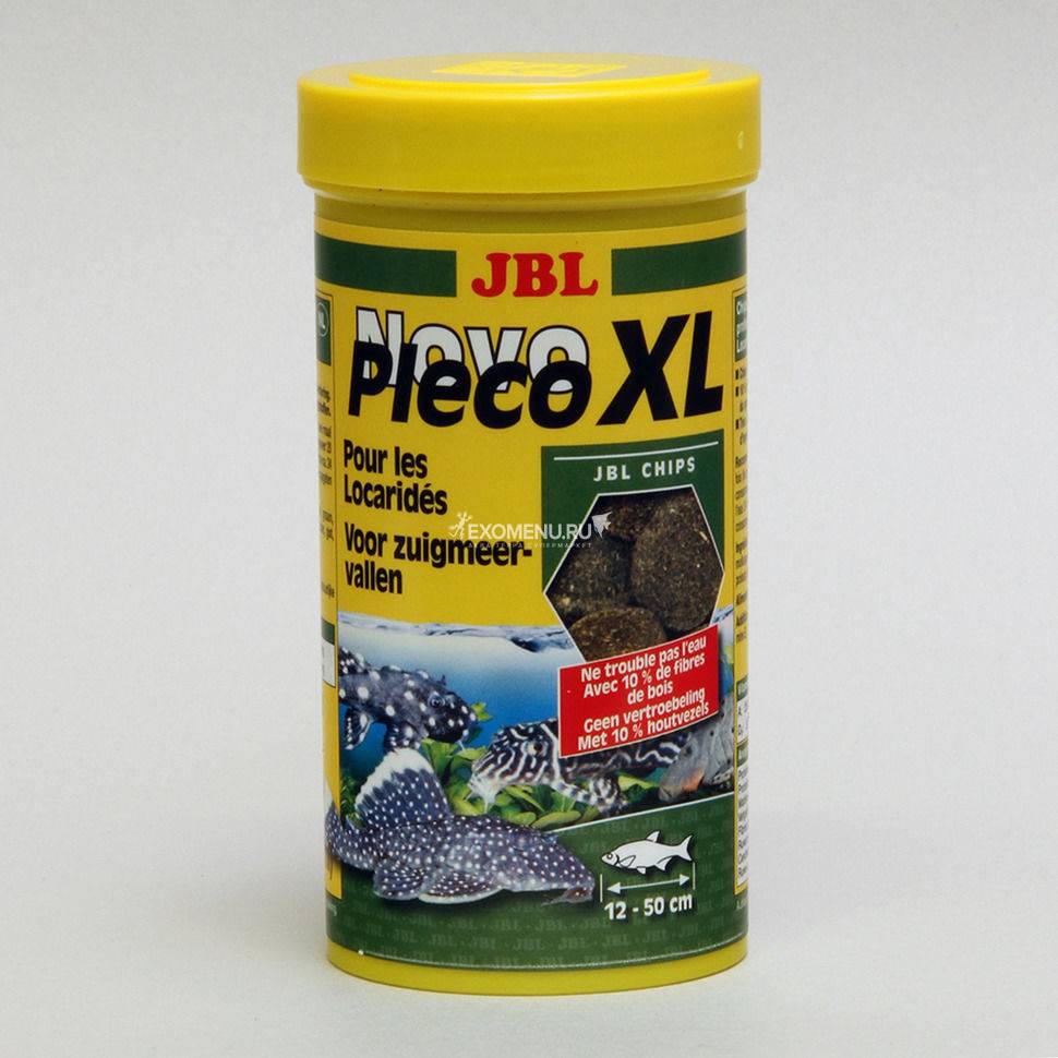 JBL NovoPleco XL - Водорослевые чипсы экстра-большого размера с примесью целлюлозы для кольчужных сомов, 1 л. (550 г.)