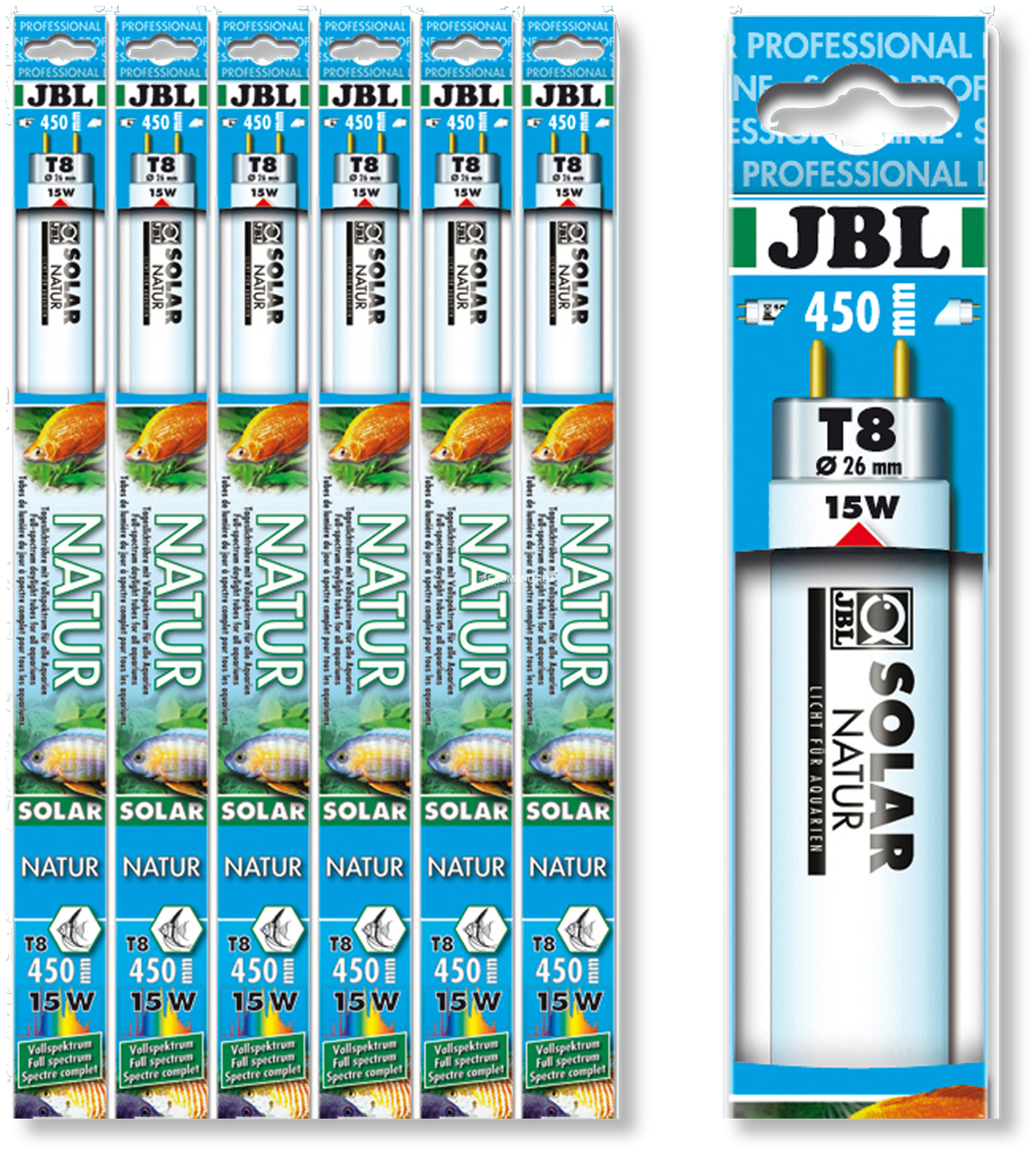 !JBL SOLAR NATUR T8 - Люминесцентная лампа T8 полного спектра дневного света для пресноводных аквариумов, 15 Вт, 438 мм