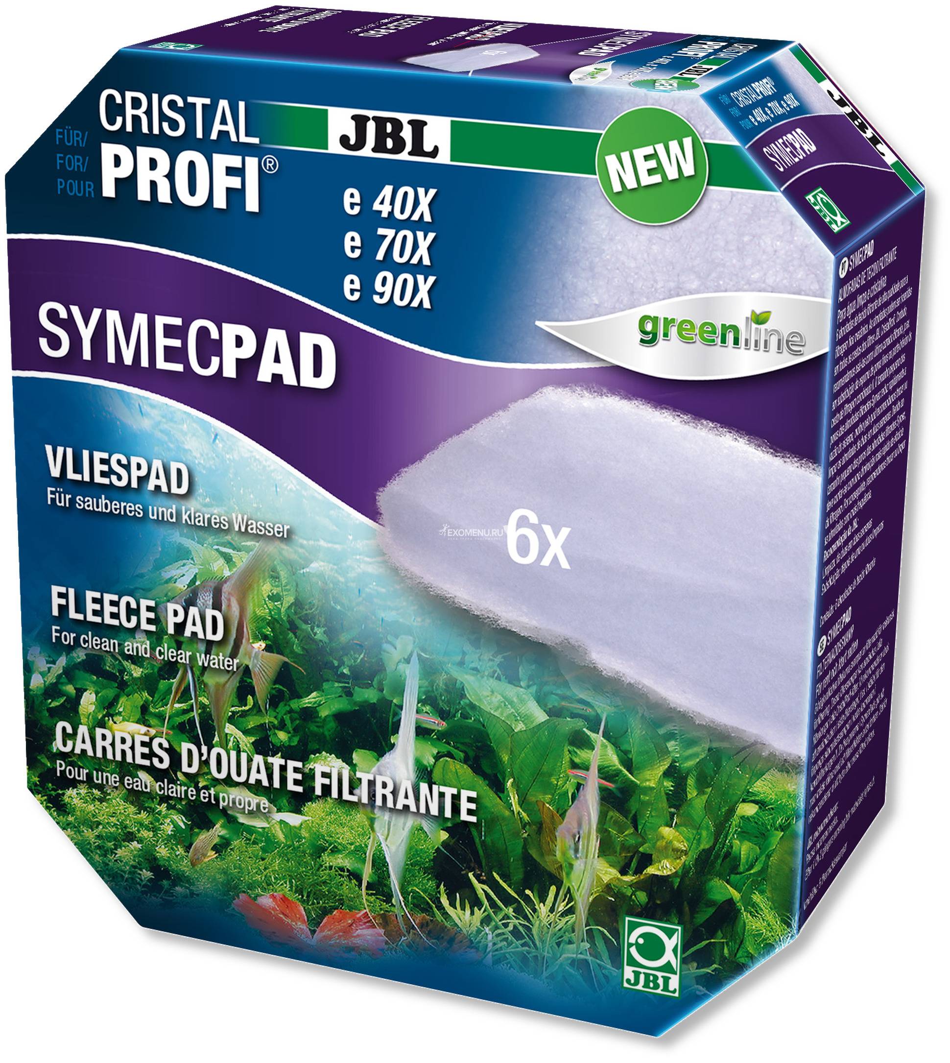 JBL SymecPad II CPe - Синтепоновая прокладка тонкой фильтрации для внешних фильтров JBL CristalProfi e4/7/901-2, 6 шт.