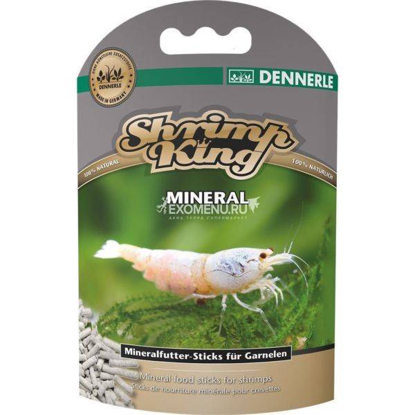 Dennerle Shrimp King Mineral - Дополнительный минеральный корм премиум-класса в форме палочек для креветок, 45 г