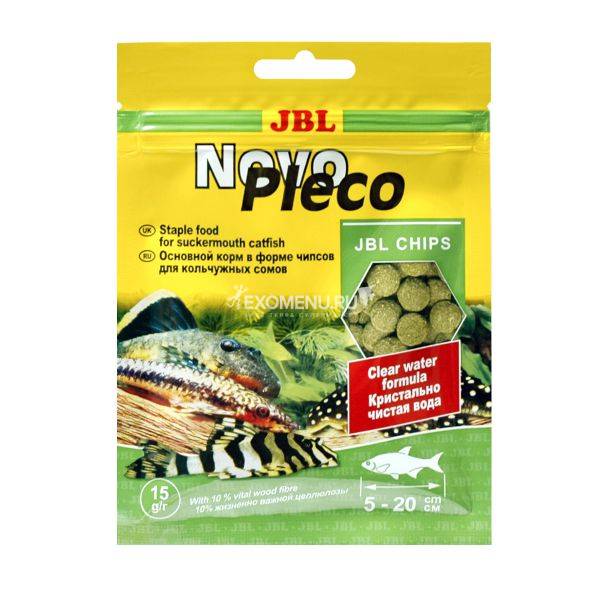 Корм JBL NovoPleco, 15 г - Основной, в форме тонущих чипсов для кольчужных сомов и других донных рыб