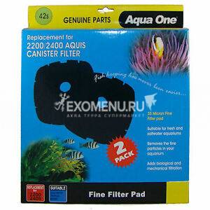 Aqua One Sponge Pad 42s - Губка тонкой очистки (35 ppi) для внешних фильтров Nautilus 2700, черная, 2 шт