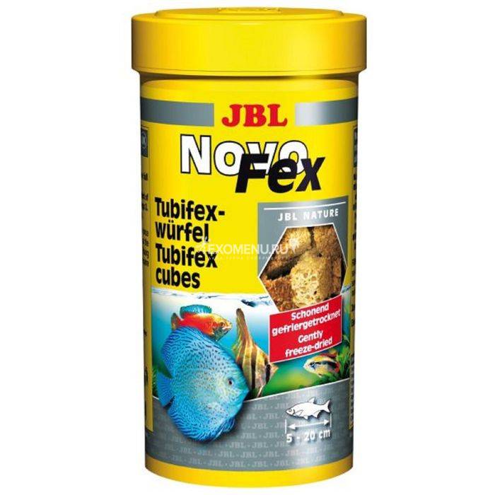Корм JBL NovoFex - Дополнительный, в форме кубиков из трубочника для пресноводных аквариумных рыб и водных черепах, 250 мл (30 г)