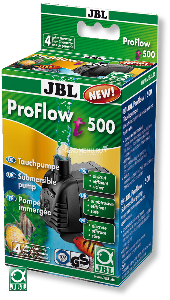 JBL ProFlow t500 - Погружная помпа для циркуляции воды в аквариумах и акватеррариумах, 20-500 л/ч