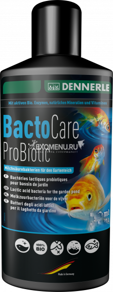 Dennerle Bacto Care Probiotic - Препарат с молочнокислыми бактериями для чистой воды в садовом пруду, 1000 мл