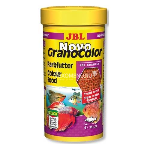 JBL NovoGranoColor Refill - Основной корм в форме гранул для особенно яркой окраски рыб, 250  (120 г.)